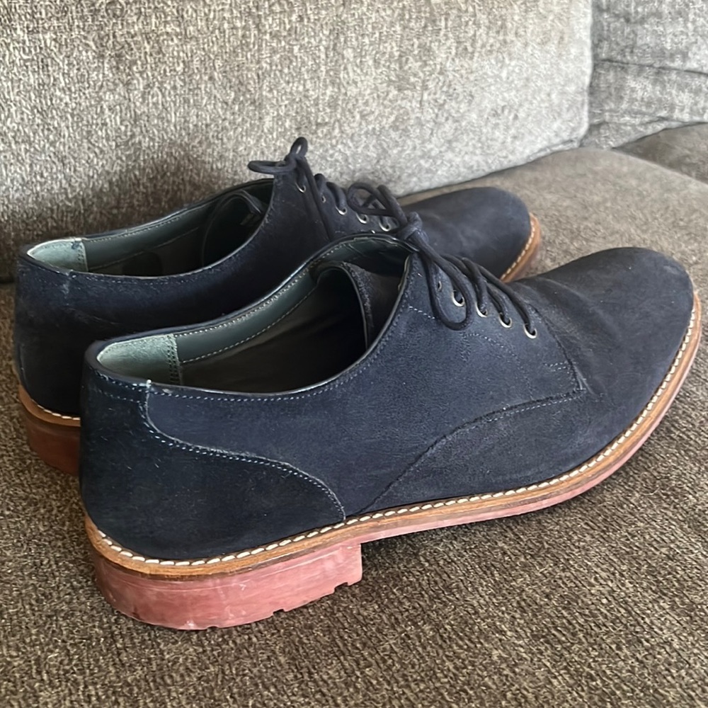 TED‎ Baker Navy Blue Suede Lace Up 
Leather Oxford Shoes Size 10.5